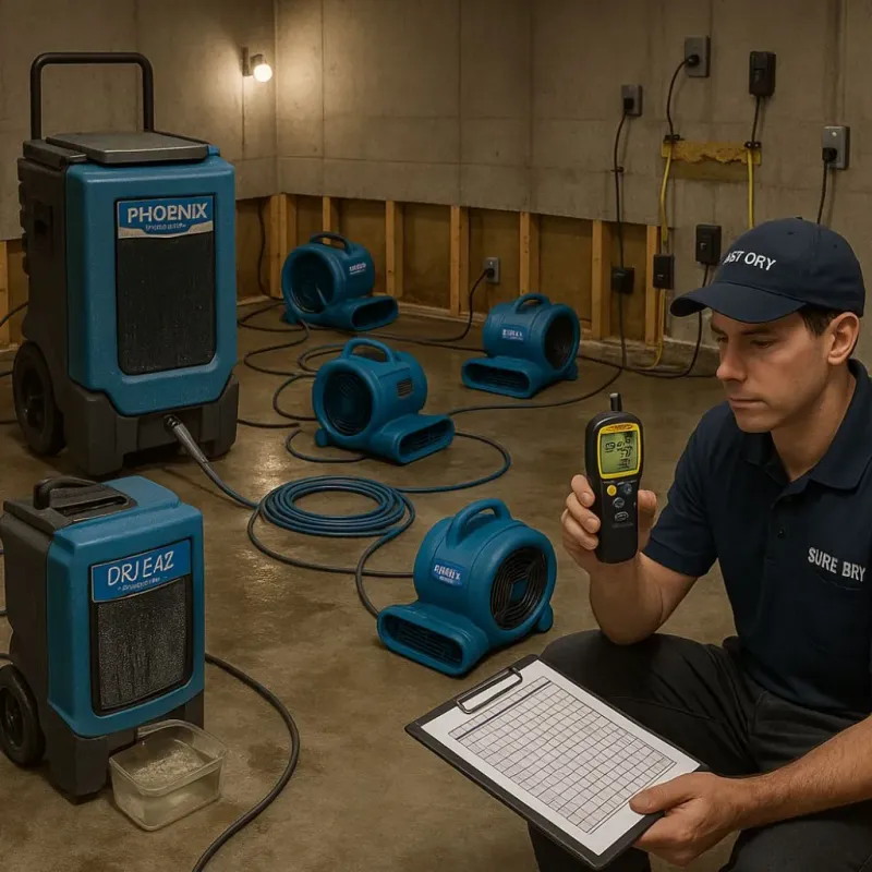 Structural Drying and Dehumidification process in Highland, CA
